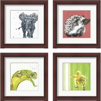 Framed 'Animal Baby 4 Piece Framed Art Print Set' border=