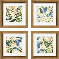 Framed 'Technicolor Jungle  4 Piece Framed Art Print Set' border=