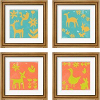 Framed 'Otomi Tile 4 Piece Framed Art Print Set' border=