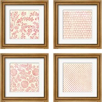 Framed 'Weathered Patterns in Red 4 Piece Framed Art Print Set' border=