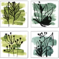 Framed 'Tropical Sumi-e 4 Piece Canvas Print Set' border=