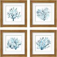 Framed 'Azure Seafan 4 Piece Framed Art Print Set' border=