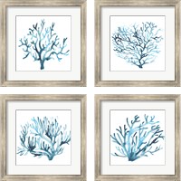 Framed 'Azure Seafan 4 Piece Framed Art Print Set' border=