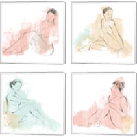 Framed 'Colorblock Figure 4 Piece Canvas Print Set' border=