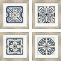 Framed 'Indigo Motif 4 Piece Framed Art Print Set' border=