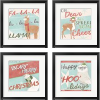 Framed 'Retro Christmas 4 Piece Framed Art Print Set' border=