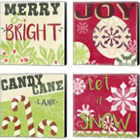 Framed 'Let's Get Jolly 4 Piece Canvas Print Set' border=