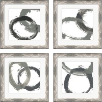 Framed 'Circular Reaction BW 4 Piece Framed Art Print Set' border=