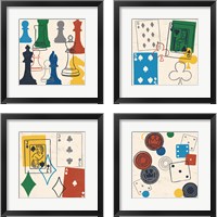 Framed 'Game Time 4 Piece Framed Art Print Set' border=