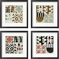 Framed 'Geo Tile 4 Piece Framed Art Print Set' border=