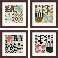 Framed 'Geo Tile 4 Piece Framed Art Print Set' border=