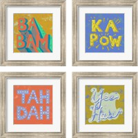 Framed 'Shout  4 Piece Framed Art Print Set' border=