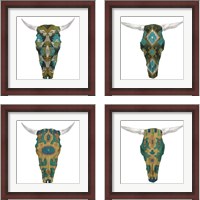 Framed 'Day of the Dead Skull Mount 4 Piece Framed Art Print Set' border=