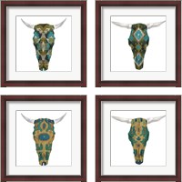 Framed 'Day of the Dead Skull Mount 4 Piece Framed Art Print Set' border=