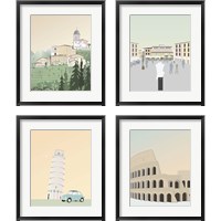 Framed 'Travel Europe with Pedona 4 Piece Framed Art Print Set' border=