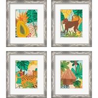 Framed 'Graphic Jungle 4 Piece Framed Art Print Set' border=