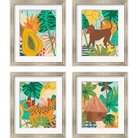 Framed 'Graphic Jungle 4 Piece Framed Art Print Set' border=