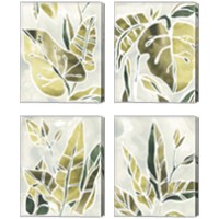 Framed 'Batik Leaves 4 Piece Canvas Print Set' border=
