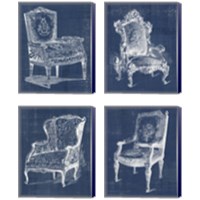 Framed 'Antique Chair Blueprint 4 Piece Canvas Print Set' border=