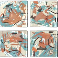 Framed 'Abstract Composition 4 Piece Canvas Print Set' border=