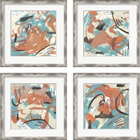 Framed 'Abstract Composition 4 Piece Framed Art Print Set' border=