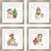 Framed 'Holiday Paws 4 Piece Framed Art Print Set' border=