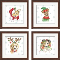 Framed 'Holiday Paws 4 Piece Framed Art Print Set' border=