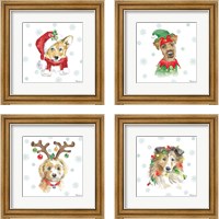 Framed 'Holiday Paws 4 Piece Framed Art Print Set' border=