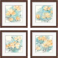 Framed 'Teal Buds 4 Piece Framed Art Print Set' border=