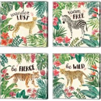 Framed 'Jungle Vibes 4 Piece Canvas Print Set' border=