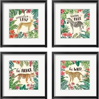 Framed 'Jungle Vibes 4 Piece Framed Art Print Set' border=