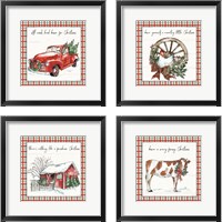 Framed 'Holiday on the Farm 4 Piece Framed Art Print Set' border=