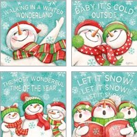 Framed 'Let it Snow Eyes Open 4 Piece Art Print Set' border=