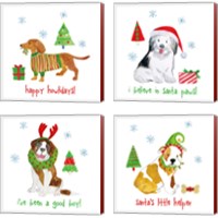 Framed 'Christmas Critters 4 Piece Canvas Print Set' border=