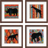 Framed 'African Animal 4 Piece Framed Art Print Set' border=