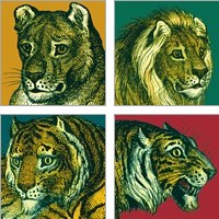 Framed 'Jungle Flair 4 Piece Art Print Set' border=