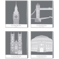 Framed 'London Landmark 4 Piece Canvas Print Set' border=