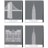 Framed 'New York Landmark 4 Piece Canvas Print Set' border=