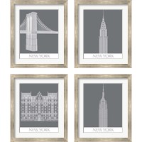 Framed 'New York Landmark 4 Piece Framed Art Print Set' border=