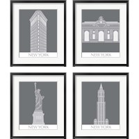 Framed 'New York Landmark 4 Piece Framed Art Print Set' border=