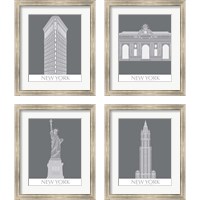 Framed 'New York Landmark 4 Piece Framed Art Print Set' border=