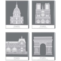 Framed 'Paris Landmark 4 Piece Canvas Print Set' border=