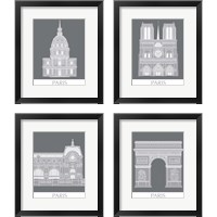 Framed 'Paris Landmark 4 Piece Framed Art Print Set' border=