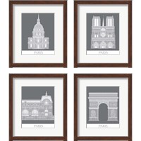 Framed 'Paris Landmark 4 Piece Framed Art Print Set' border=