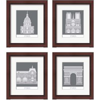 Framed 'Paris Landmark 4 Piece Framed Art Print Set' border=