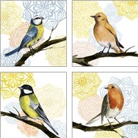Framed 'Mandala Bird 4 Piece Art Print Set' border=