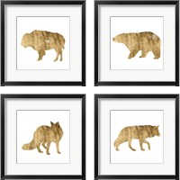 Framed 'Brushed Gold Animals 4 Piece Framed Art Print Set' border=