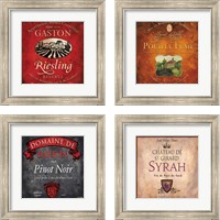 Framed 'Still Life Wine Label 4 Piece Framed Art Print Set' border=