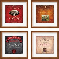 Framed 'Still Life Wine Label 4 Piece Framed Art Print Set' border=