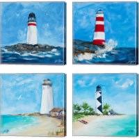 Framed 'Lighthouses 4 Piece Canvas Print Set' border=